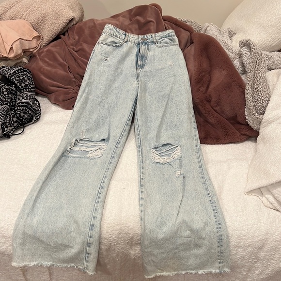 Zara Jeans Zara Distressed Wide Leg High Rise Jeans Poshmark